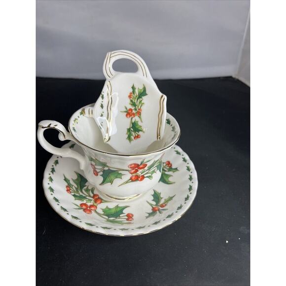Vintage 1992 Waldman House Teacup,Saucer & Tea Bag CUP OF CHRISTMAS TEA Tom Hegg - Picture 11 of 11